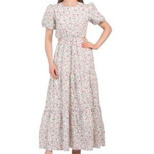 WAYF Women's Floral Cutout‎ Short Sleeve Maxi Dress SZ S